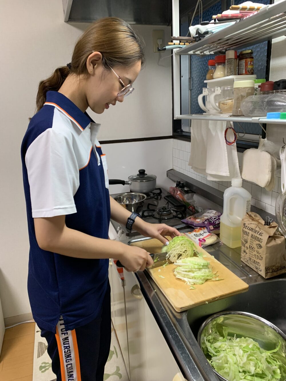 一緒にお好み焼きを作りました