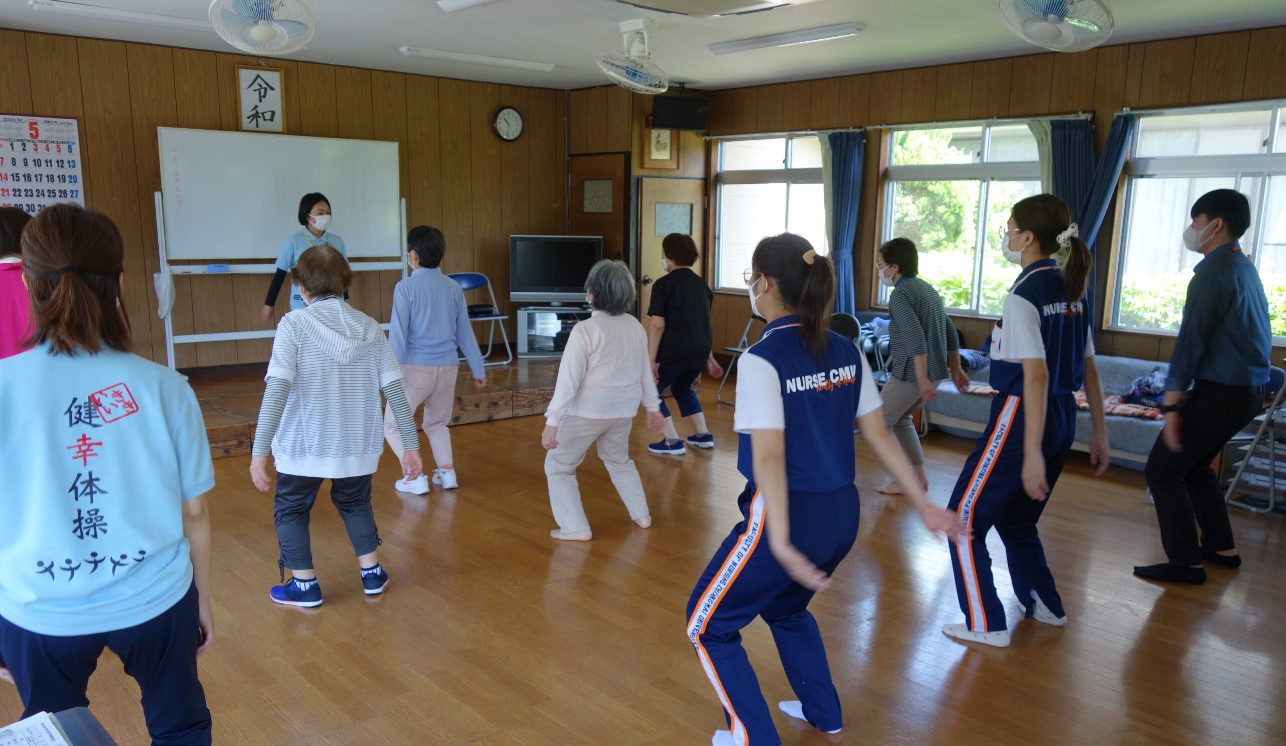 At a local Exercise Class for the elderly